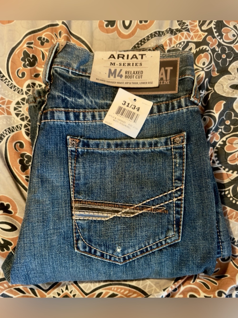 NWT Ariat M4 Relaxed Scoundrel Boot Cut Jean Men's Blue Jeans Waist 31x34